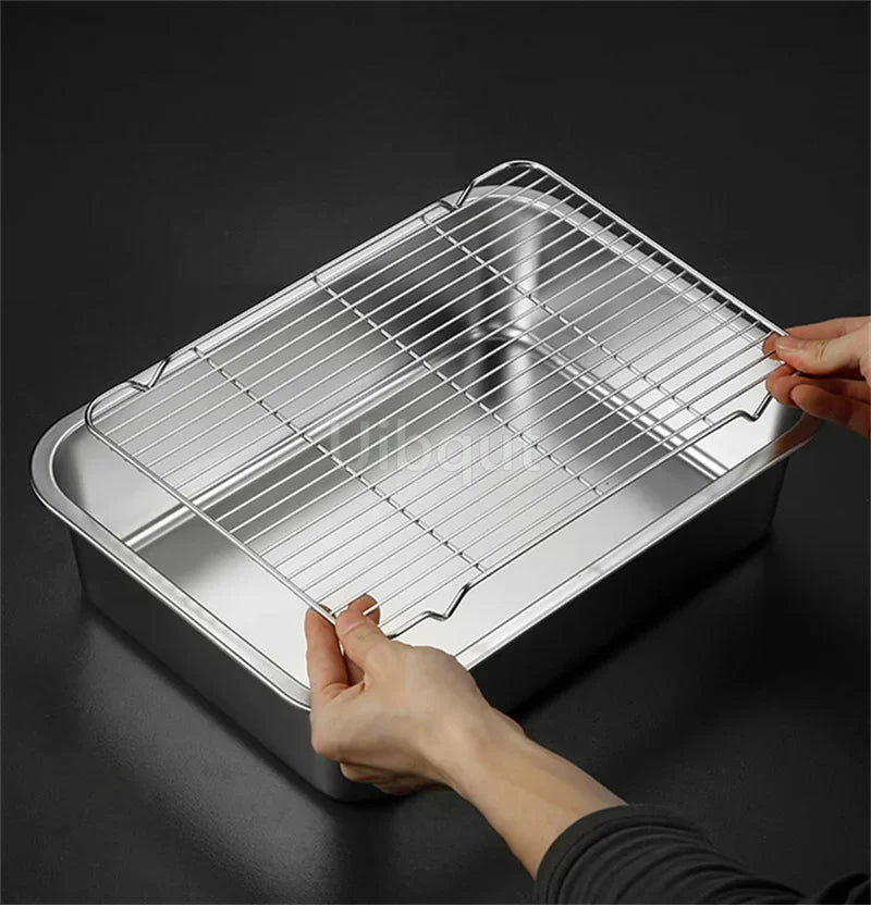 Thicken Stainless Steel Serving Tray Lid Rectangle Metal