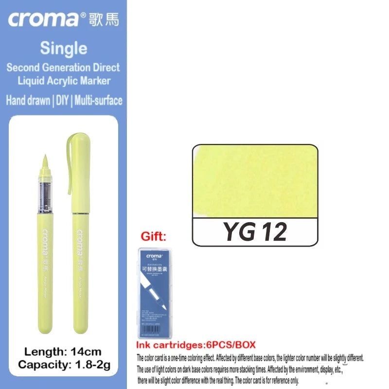 Croma 160/1 Colors Refillable Direct Liquid Acrylic Marker