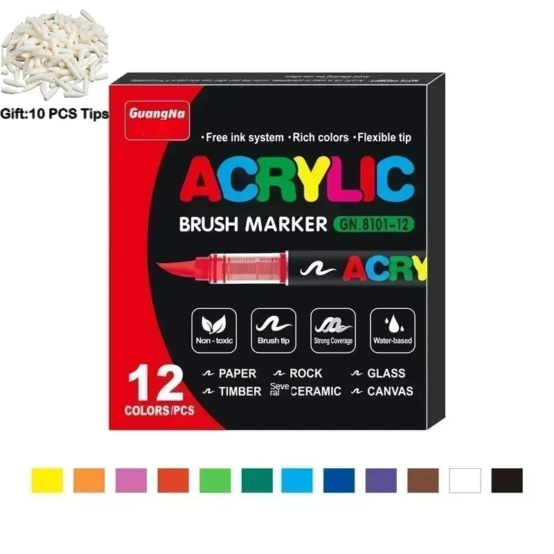 Guangna 12-360 Colors Acrylic Paint Pens Pencil Brush