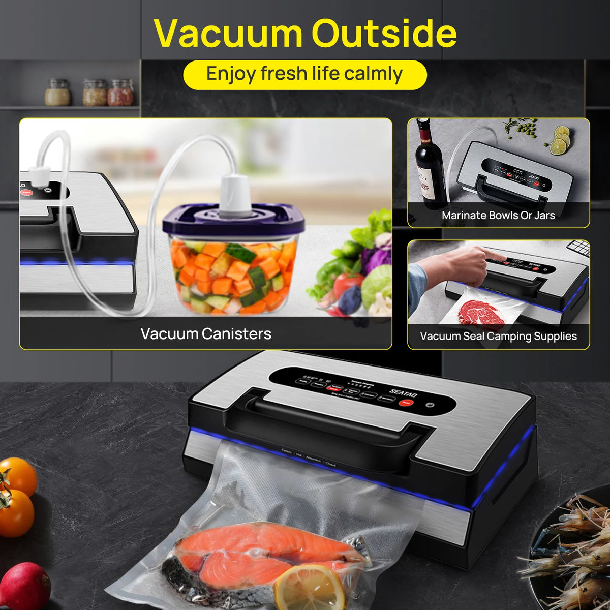 Seatao Vh5188 Vacuum Packing Machine Built In Cutter&Storage
