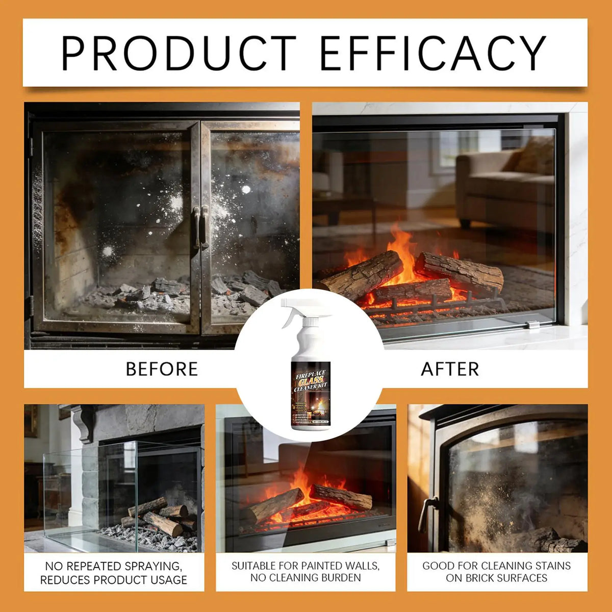 150ml Fireplace Glass Cleaner Heavy-Duty Cleaning Agent Remove