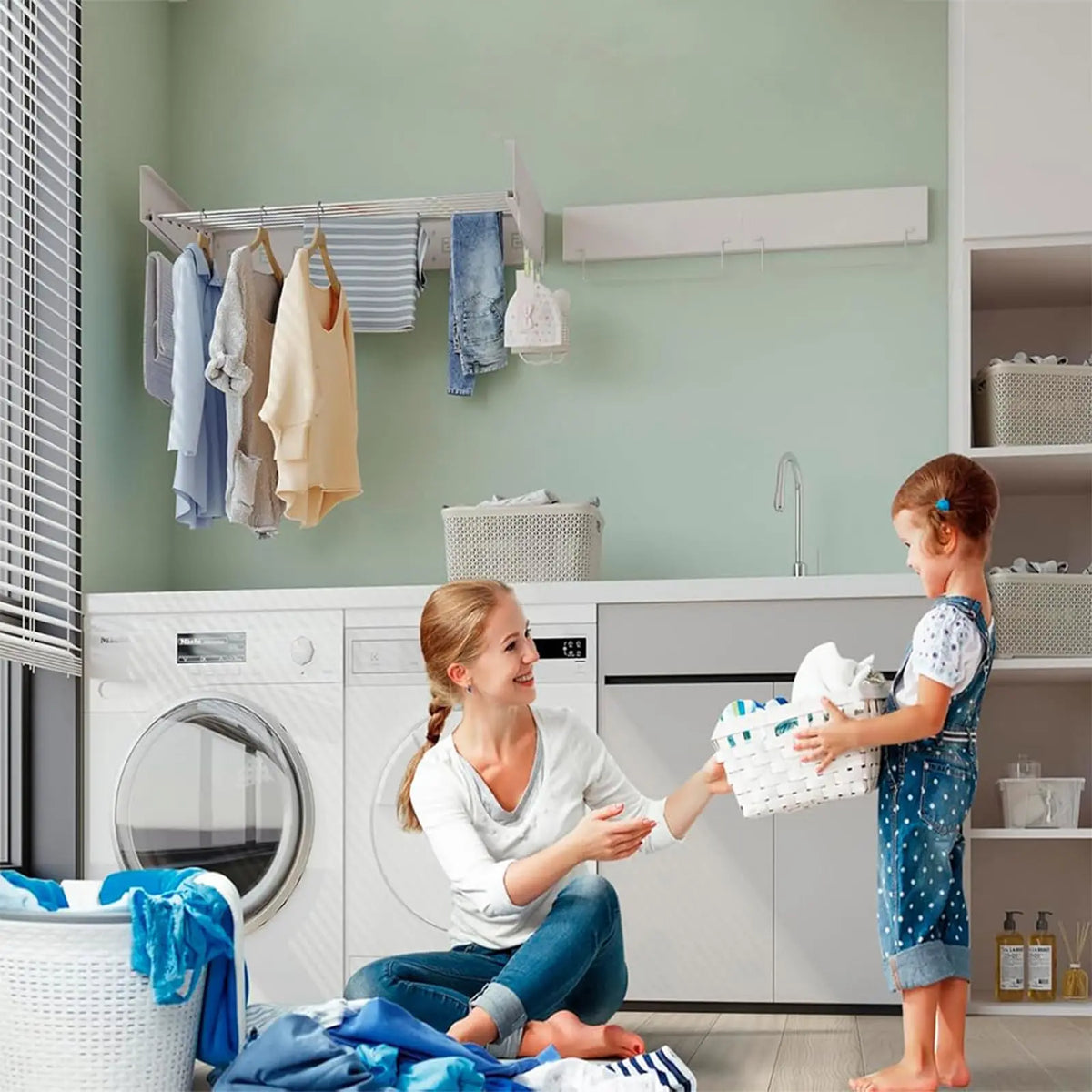 Wall Mounted Folding Clothes Drying Rack 5/6 Collapsible