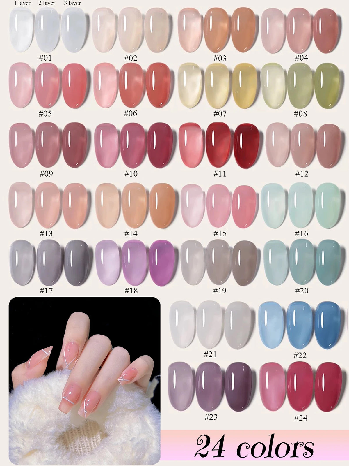 1-30pcs Zh Ice Transparent Nude Gel Nail Polish