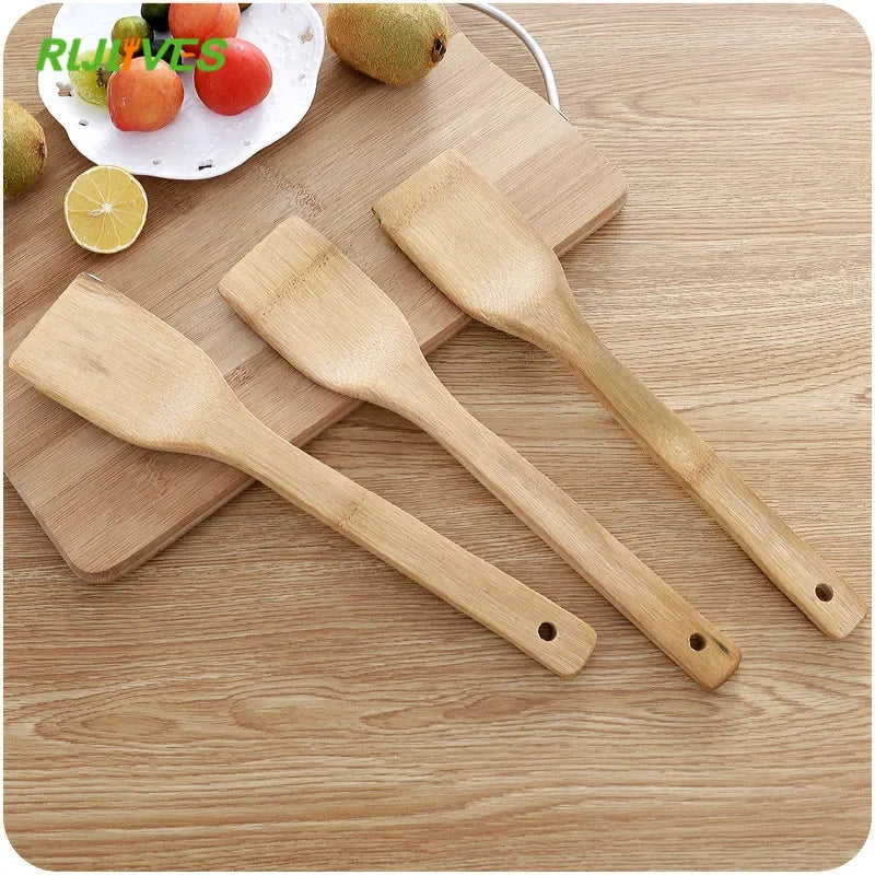 1pc Natural Health Bamboo Wood Slotted Spatula Spoon
