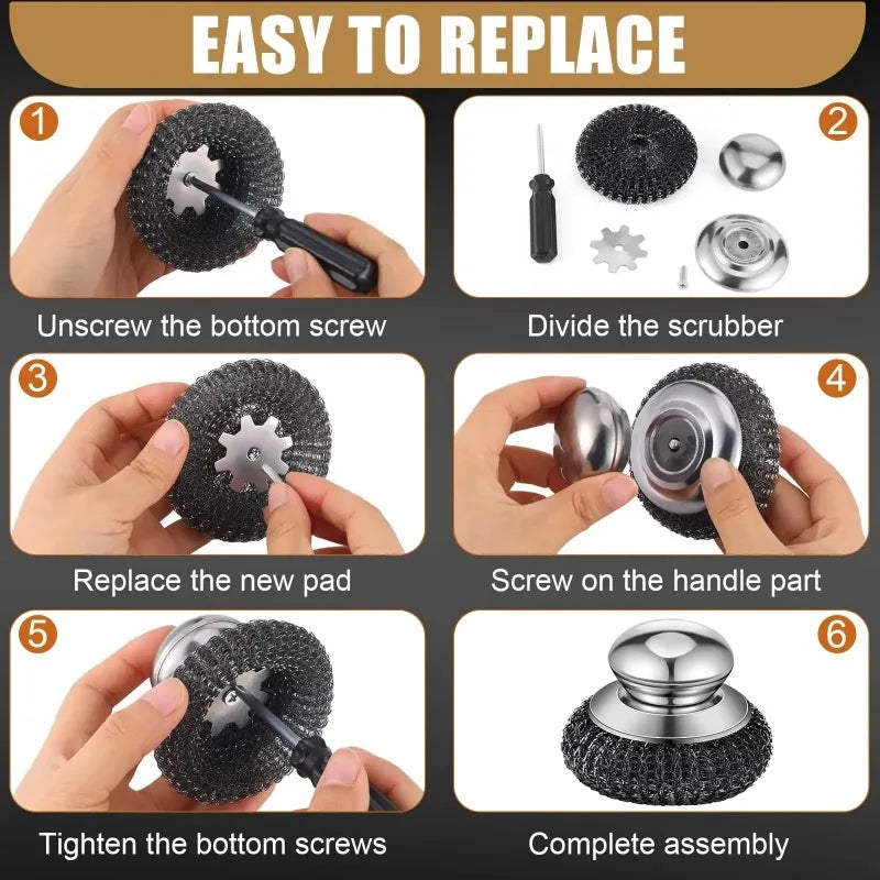 Stainless Steel Pot Brush Handle Robust Metal Ball