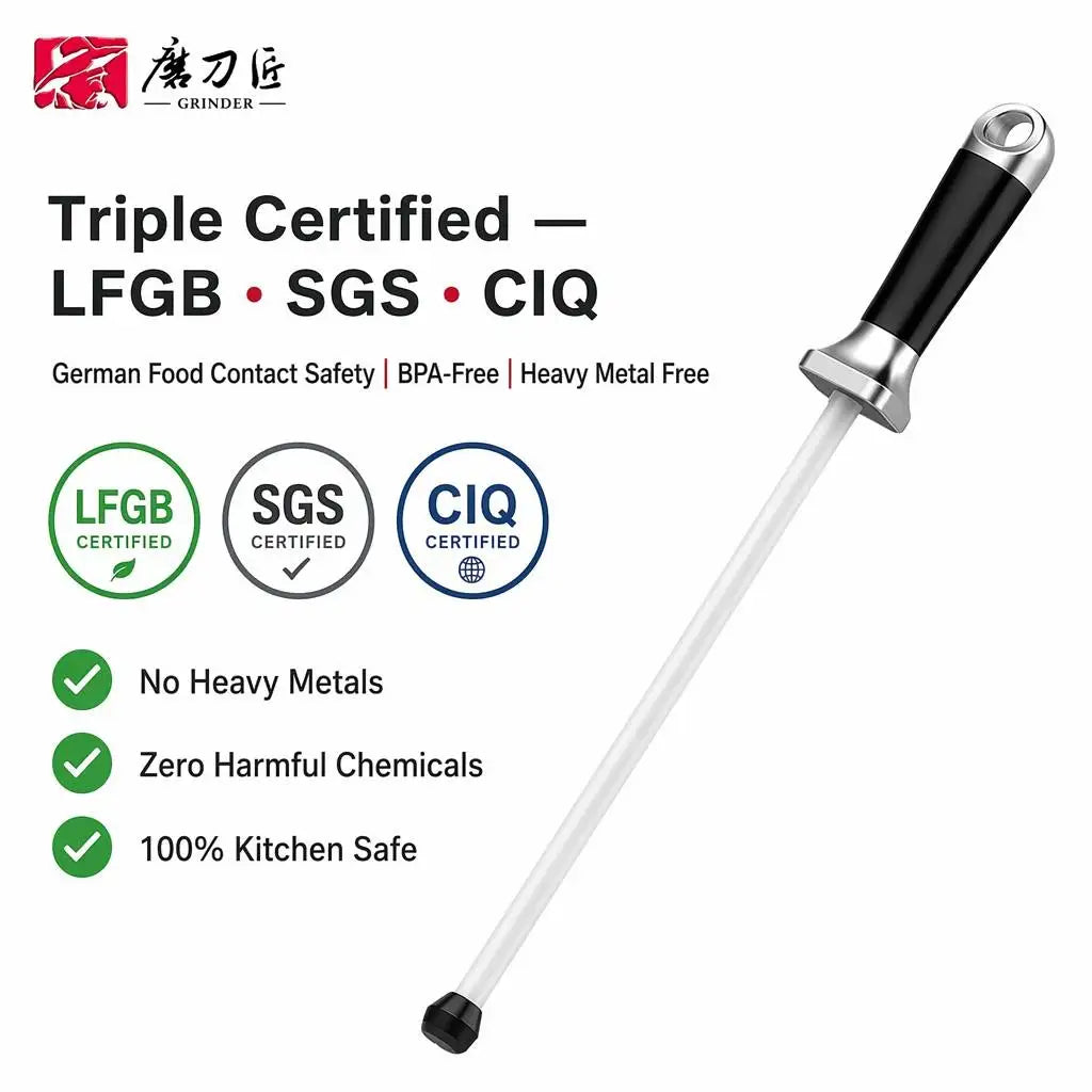 12 Inch Professional Ceramic Stick Rod Butcher Knife