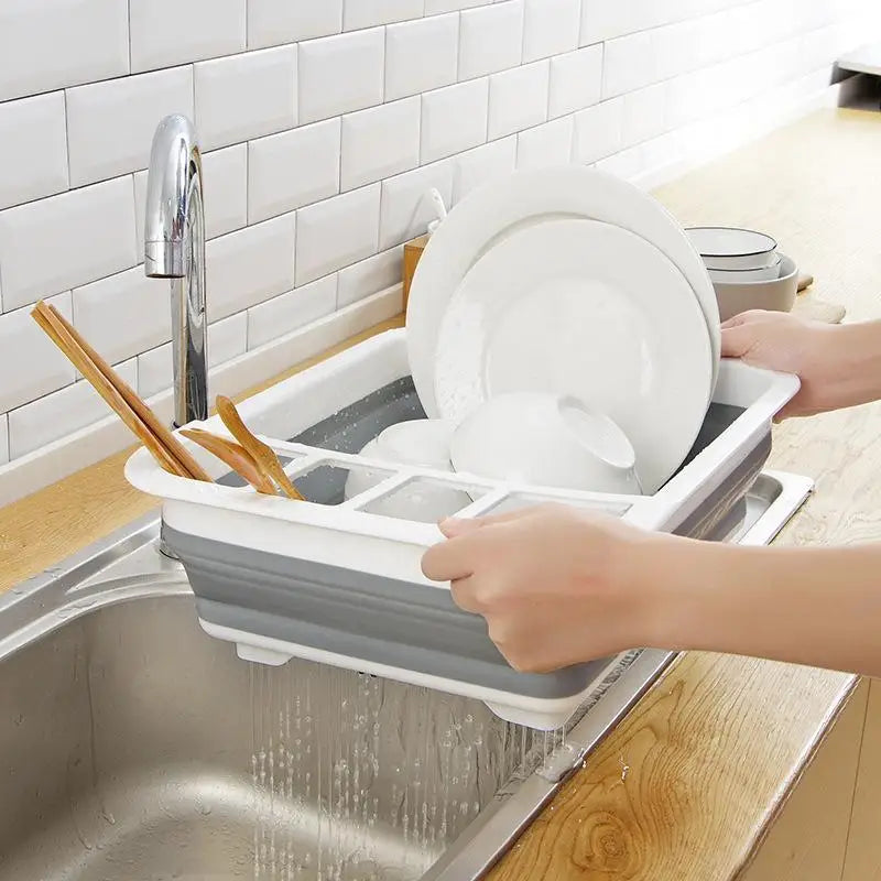 Collapsible Dish Drying Rack Foldable Dinnerware Drainer