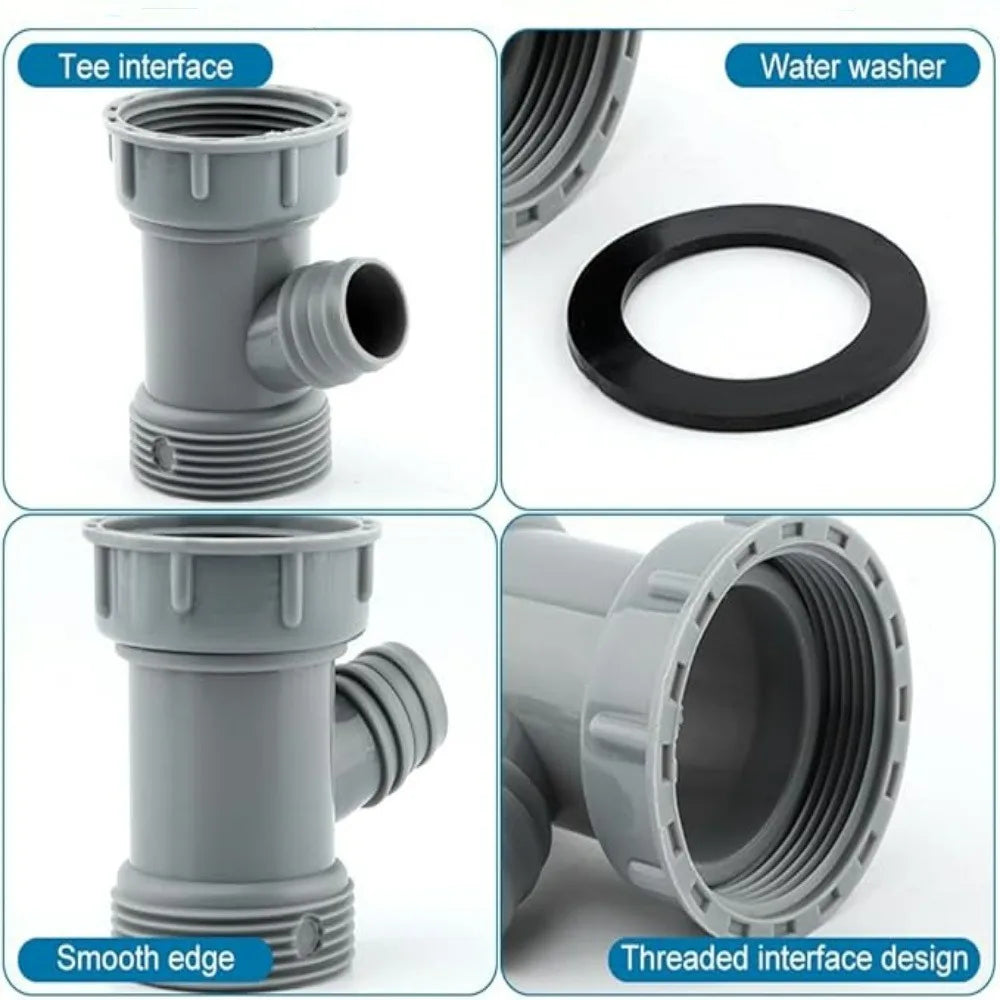 Sink Drain Pipe Adapter Rubber Gasket Deodorizing Three-Way