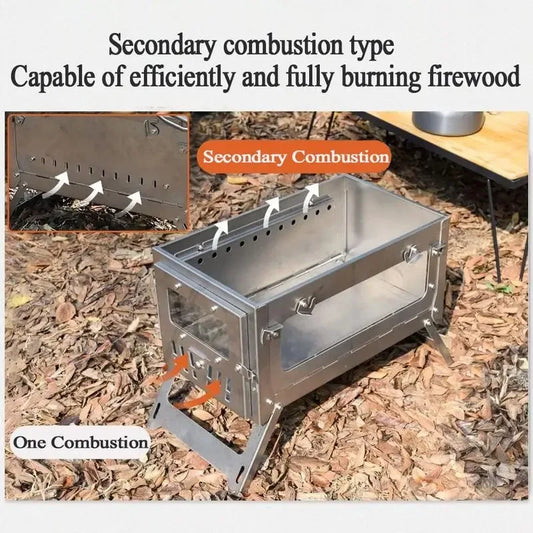 430 Stainless Steel Tent Stove Foldable Side Glass