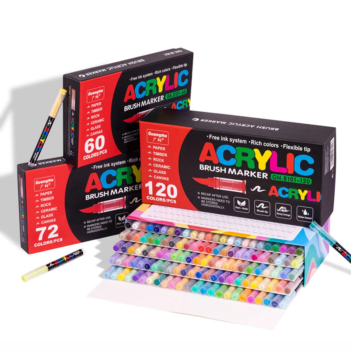 Guangna Acrylic Paint Markers Brush Tip Direct-Liquid Ink