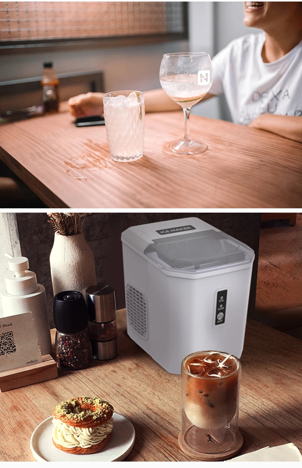 Hibrew Ice Maker Machine Automatic Ice Maker Self-Cleaning