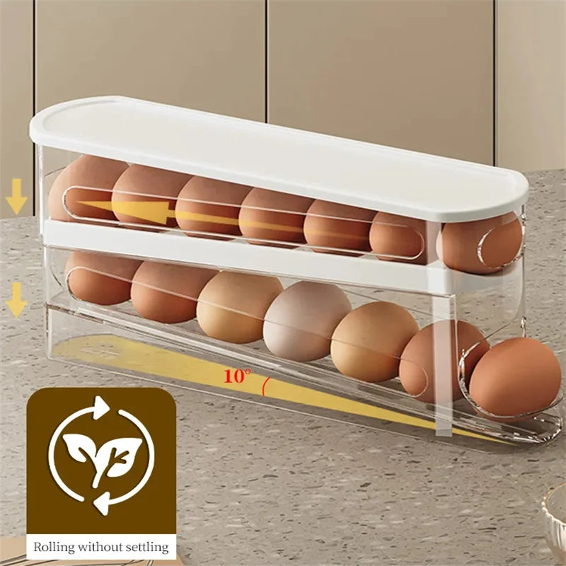 2-3 Tier Rolling Egg Storage Container Refrigerator Holds