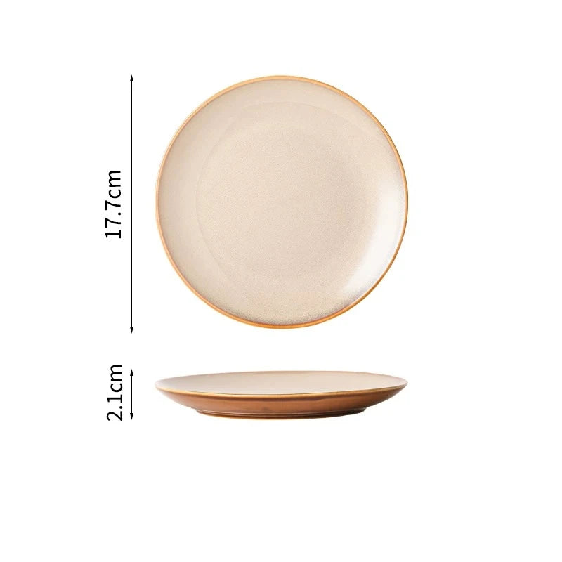 Ceramic Dinner Plate Creative Kiln Change Retro Shallow
