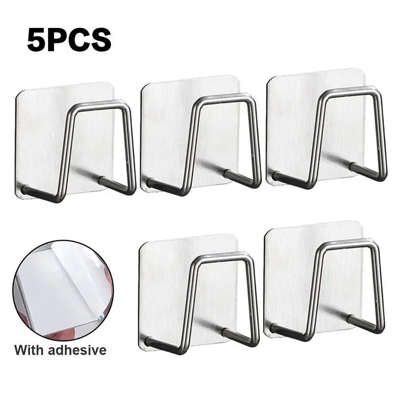 1/5pcs Stainless Steel Sink Shelf Sponges Holders Adhesive