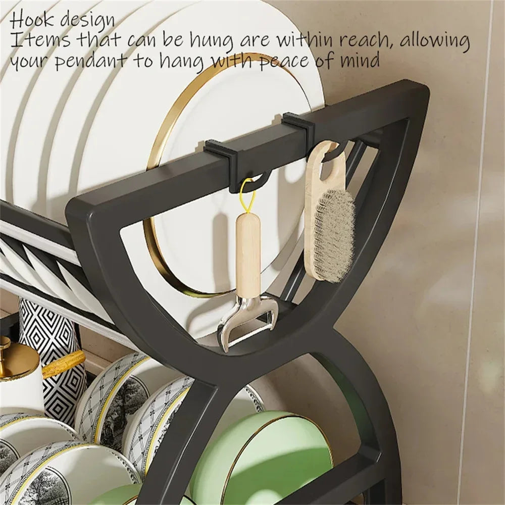 Stainless Steel Tier Dish Drying Rack Organizer Bowl