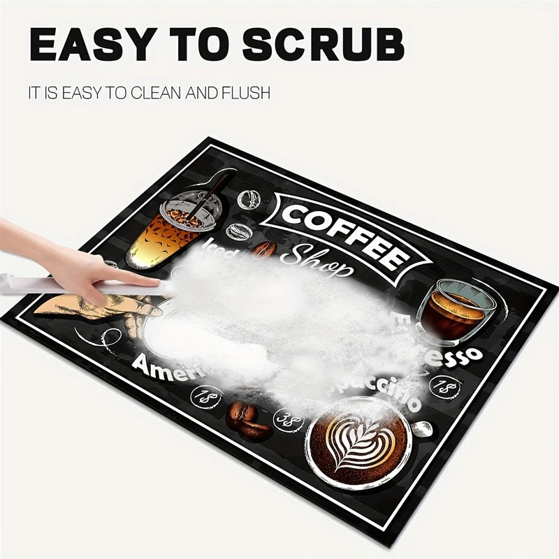 Creative Coffee Print Drying Mat Soft Rubber Non-Slip
