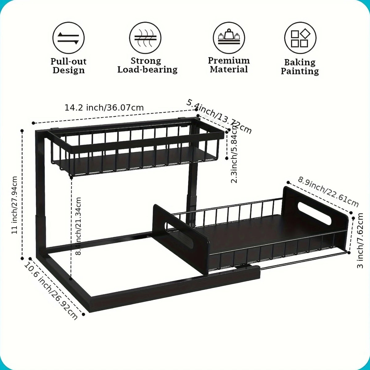 Under Sink Organizer Pull Out Cabinet Organizer Tier