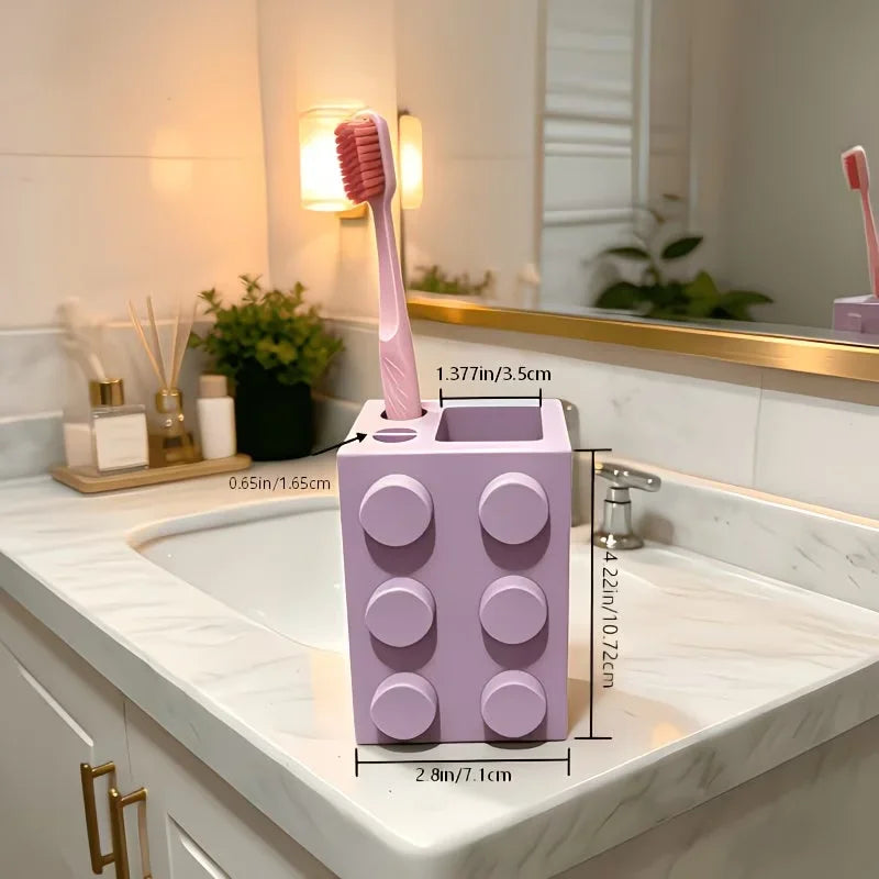 Cute Building Block Toothbrush Storage Rack Multi-Purpose