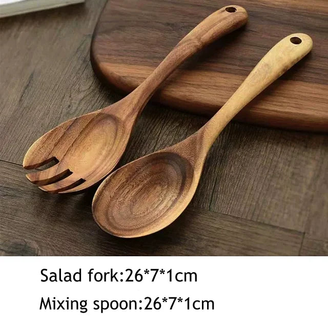 Wooden Utensils Sets Acacia Wood Long Handle Spatula