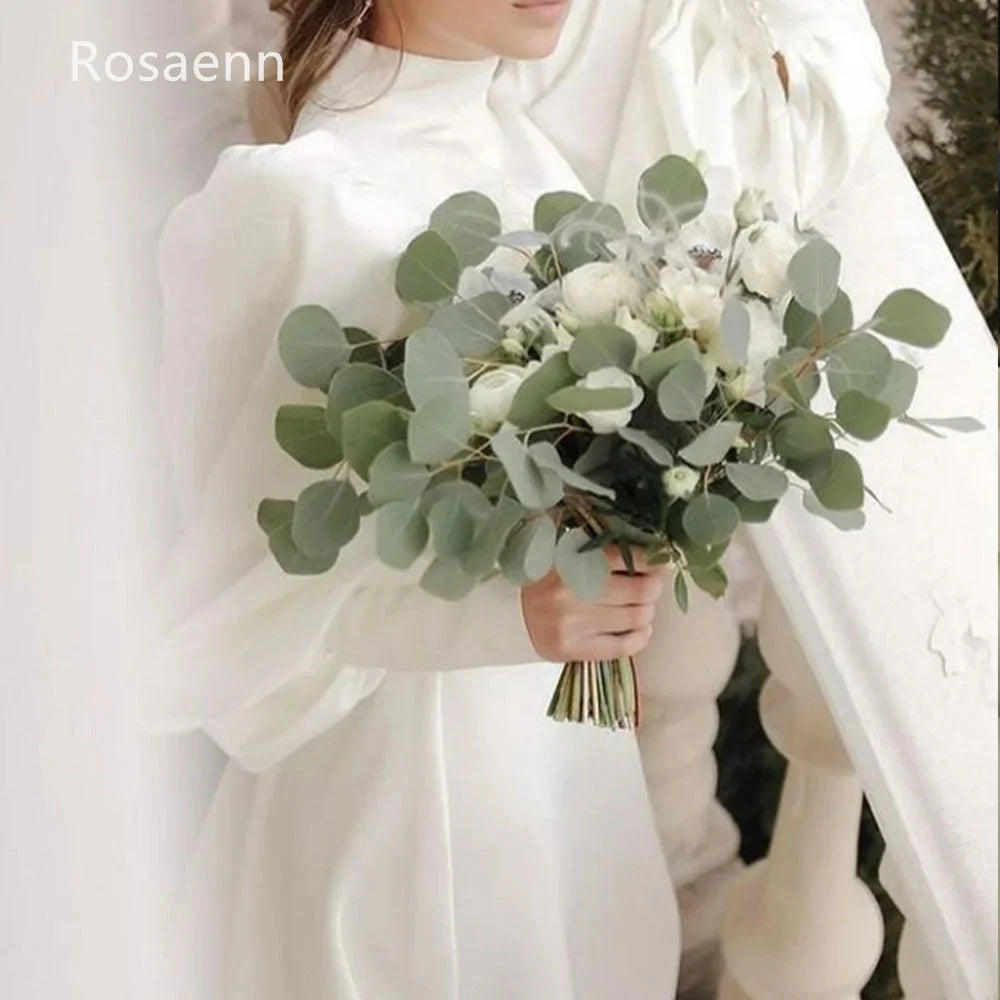 Customized High Quality A-Line Ivory Wedding Dress Puff