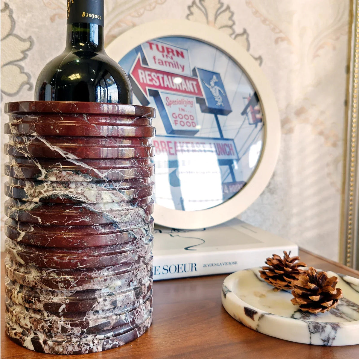 Natural Marble Wine Chiller Bucket Cooler Wine &