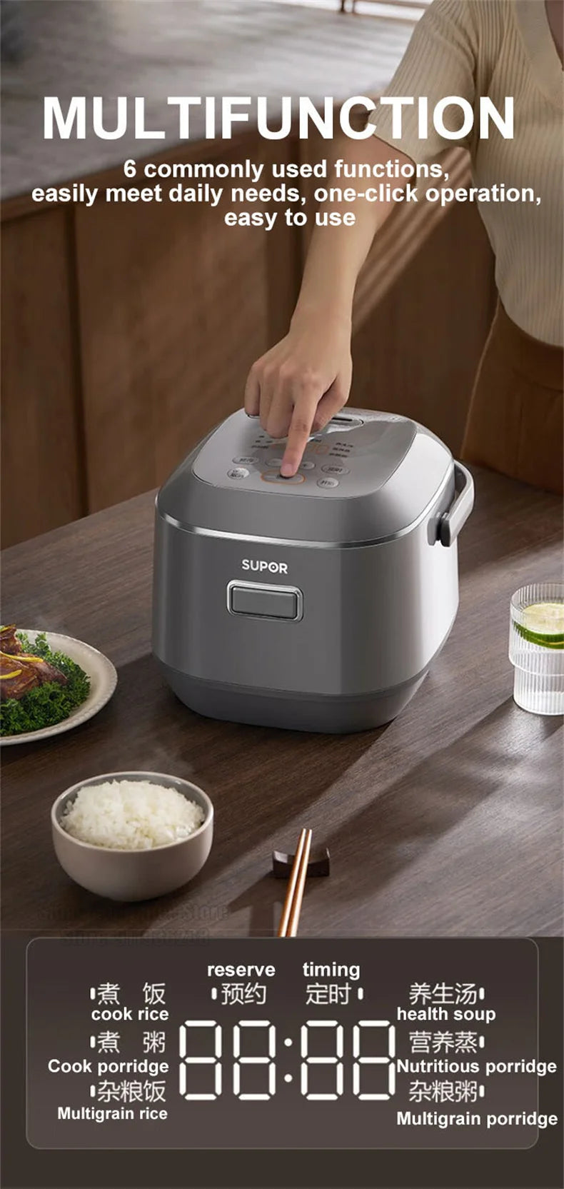 Supor 2l Rice Cooker Led Display 24h Intelligent