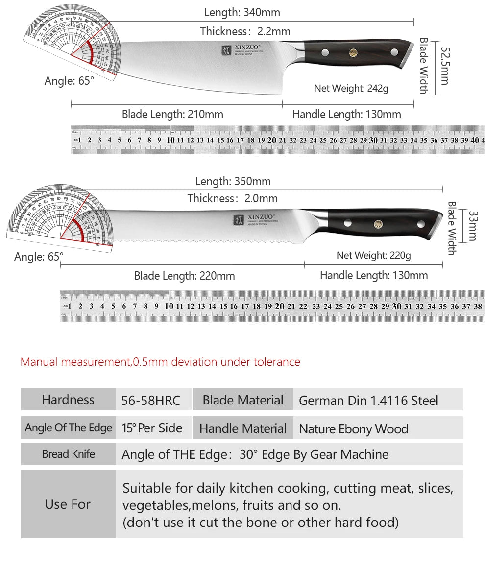 Xinzuo 1-5pcs Stainless Steel Knives Germany 4116 Steel