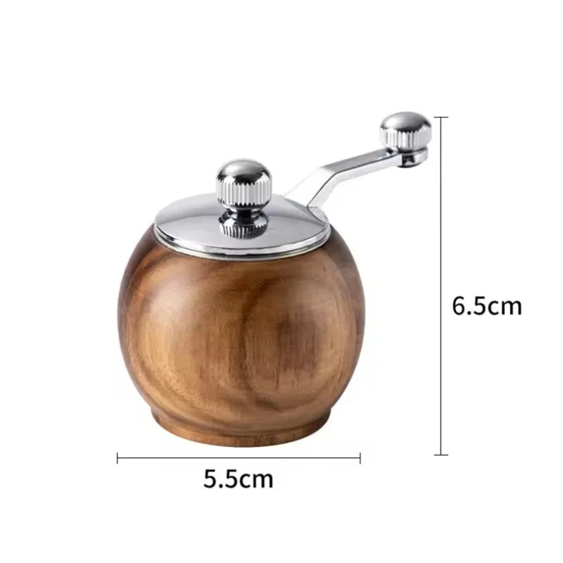 Wood Salt Pepper Mill Hand Operated Mini Ceramic