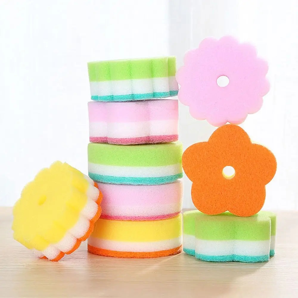 Flower Shaped Sponge Dishes Washing Brush Bathroom Cleaning