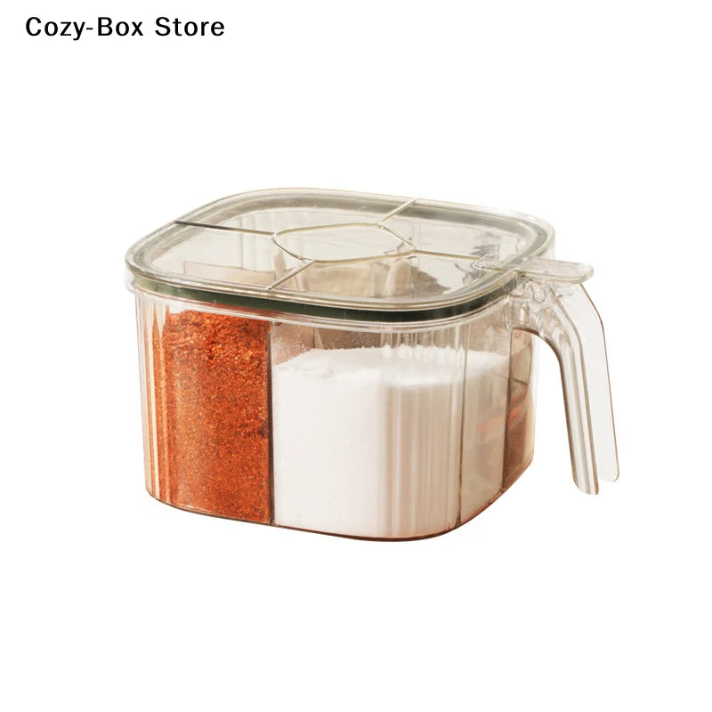 Grids Transparent Lid Spice Jar Seasoning Salt Pepper