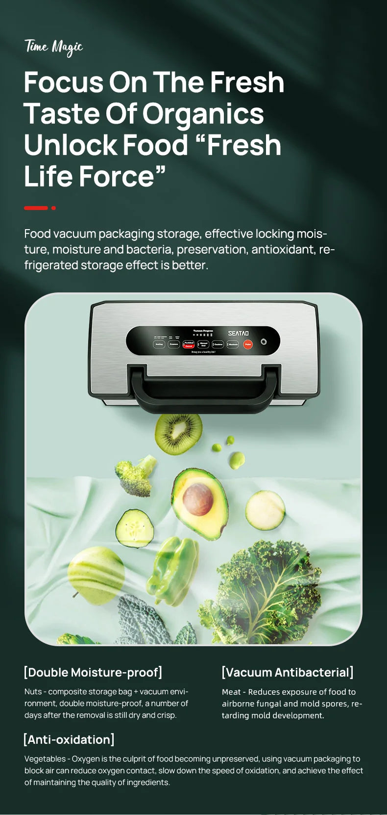 Seatao Vh5188 Vacuum Packing Machine Built In Cutter&Storage