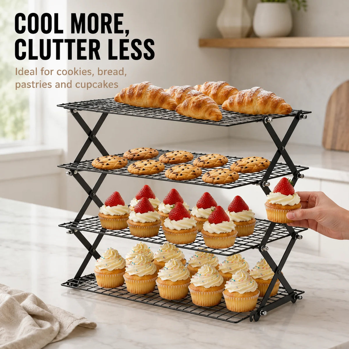 Foldable 2/3/4 Tier Cooling Rack Baking Space Saving