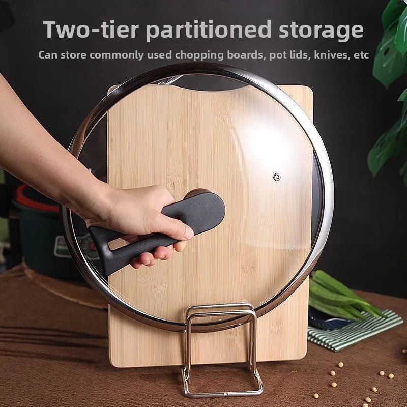 1/2/3pc Space-Saving Stainless Steel Pot Lid Cutting Board