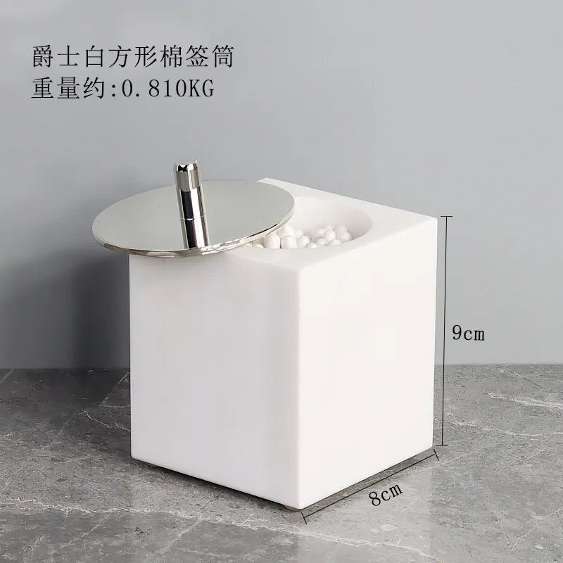 1pc White Natural Marble Bathroom Luxury Soap Dispenser