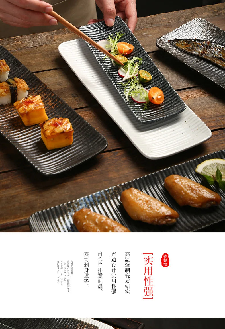 Japanese-Style Rectangular Plate Creative Ceramic Dish Sushi