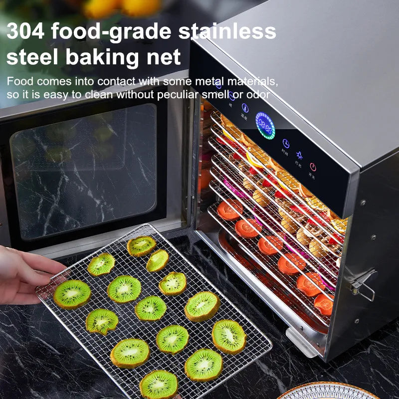 8-Tier Stainless Steel Food Dehydrator Commercial Power Digital