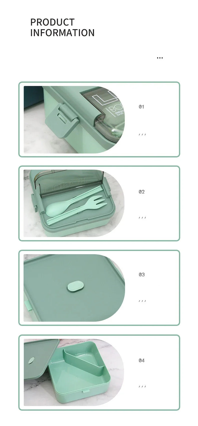 Justinlau 1100/1800ml Layer Compartment Lunch Box Kids Fork