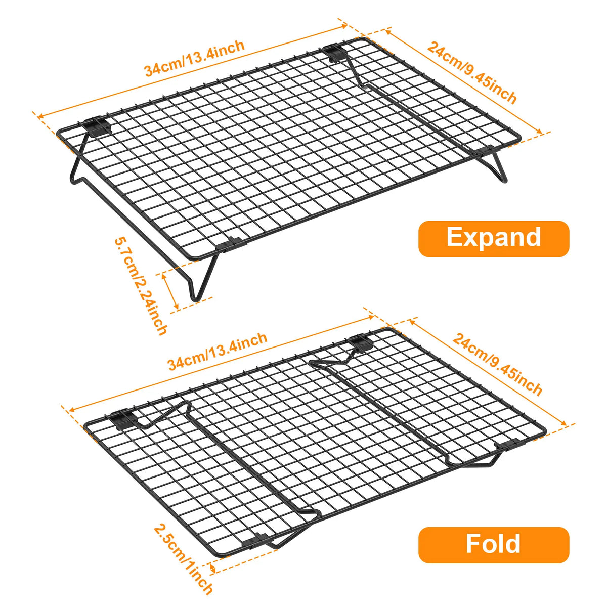 2pcs Wire Grid Baking Tray Cake Cooling Rack