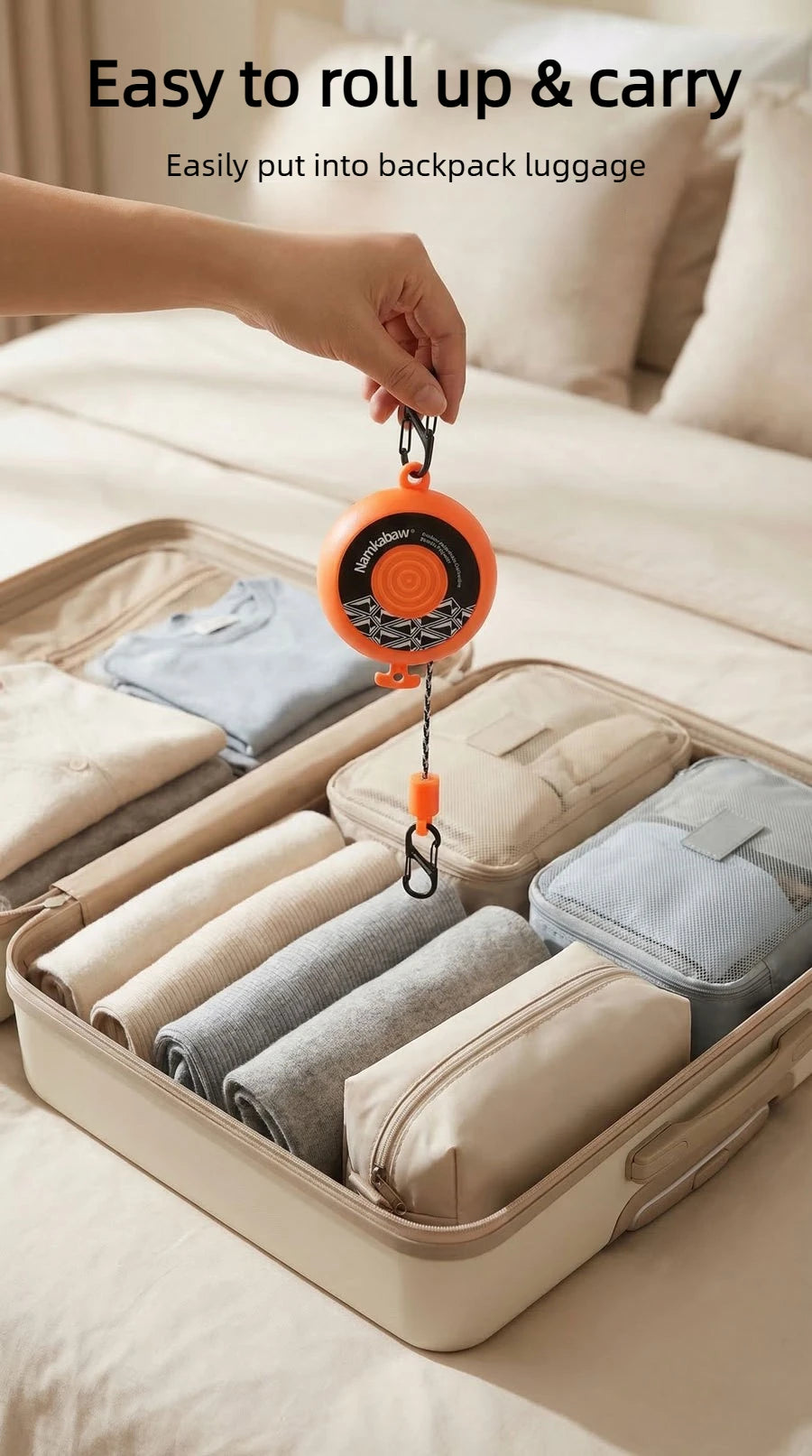 8m Retractable Clothesline Outdoor Travel Hand-Cranked