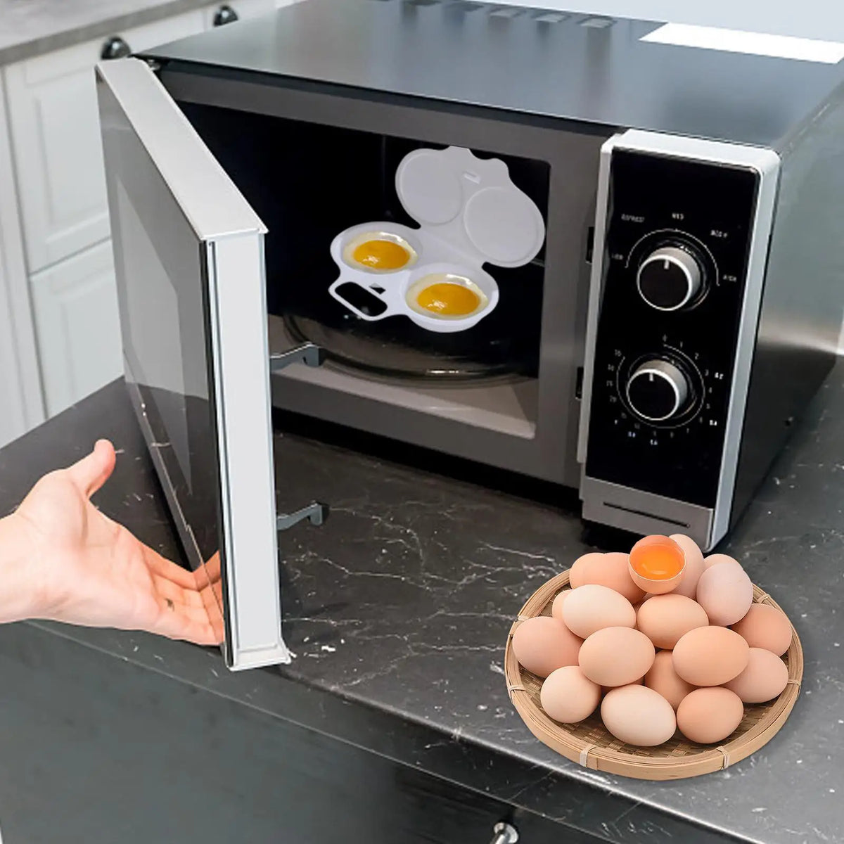 Food Grades Plastic Microwave Cooking Eggs Steamer Convenient