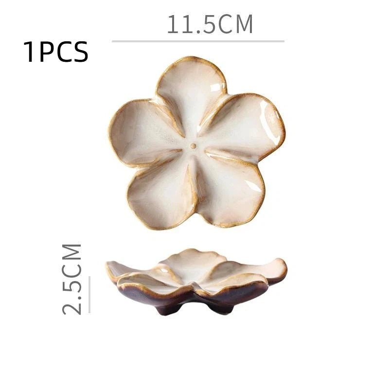 1pcsvintage Ceramic Craft Dish Flower Shaped Small Dish