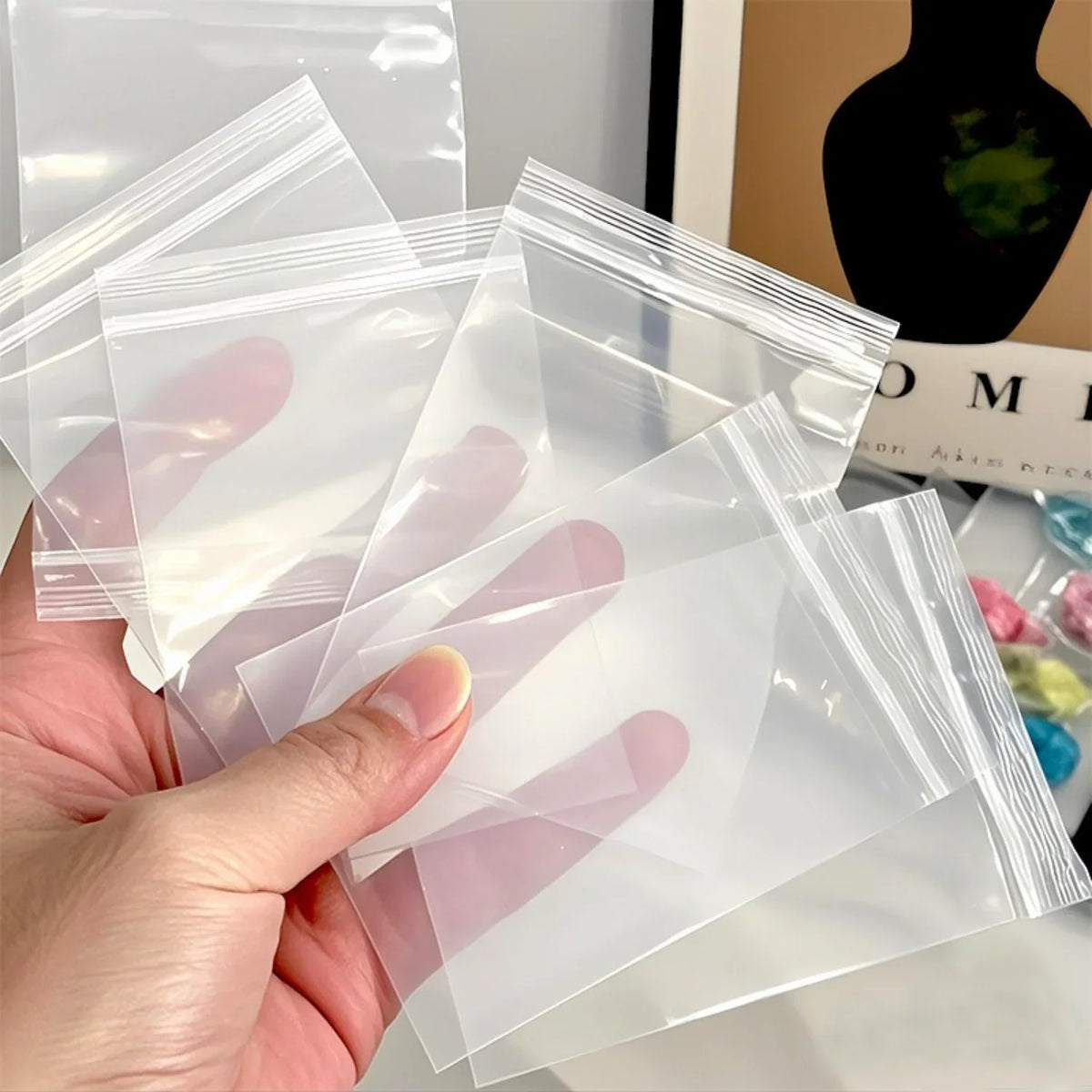 100-600pcs Small Zip Lock Plastic Bags Reclosable Transparent