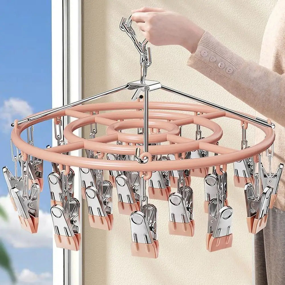 Stainless Steel Clothes Drying Rack Non-Slip 18/24 Clips