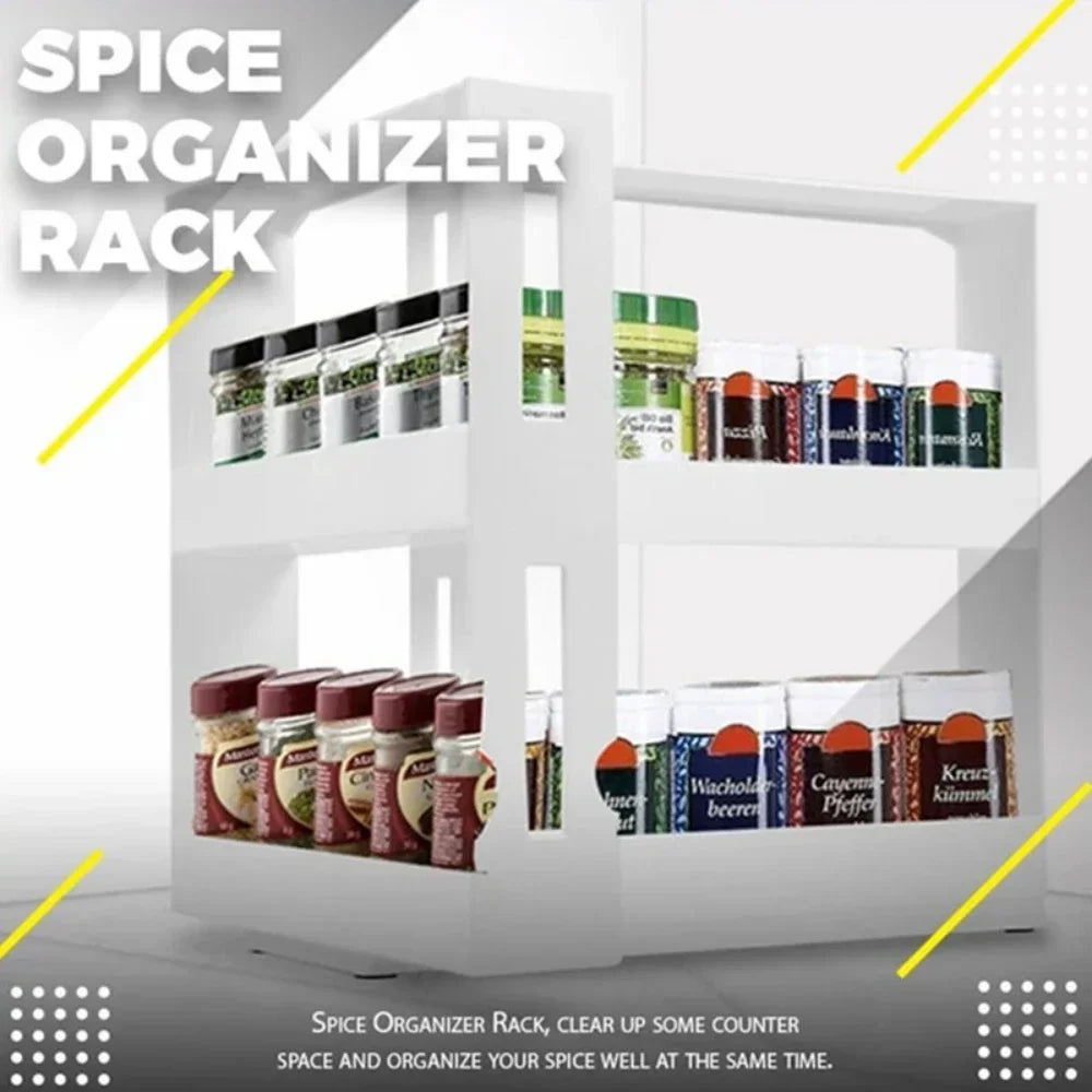 Spice Organizer Rack Multi-Function Tier Rotating Storage Shelf