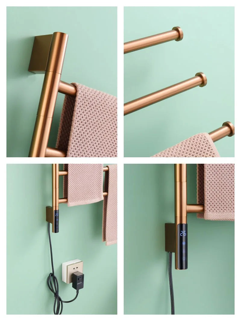 Russia/Spain Rose Gold 180 Rotation Electric Heated Towel
