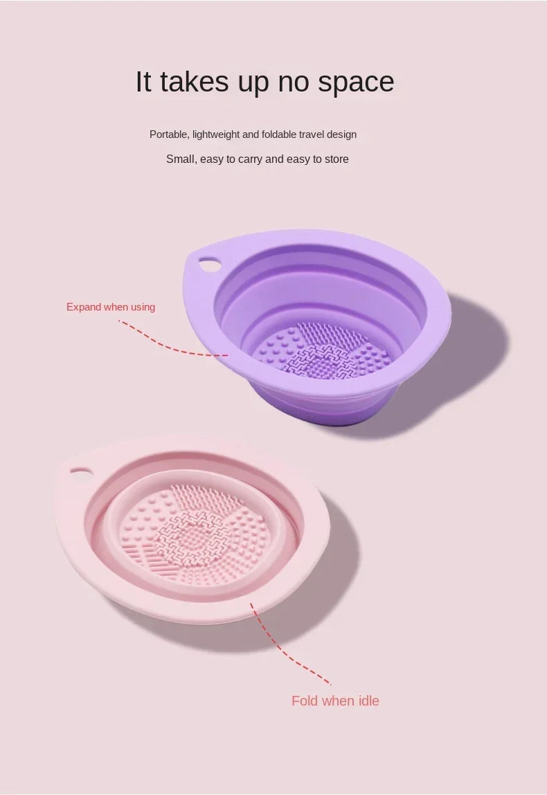 Silicone Makeup Brush Cleaner Folding Powder Puff Cleaning