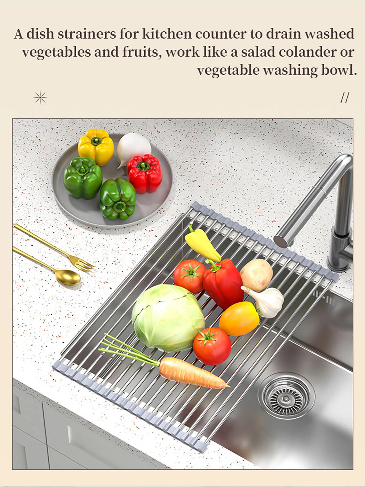 Roll Up Dish Drying Rack Over Sink Stainless