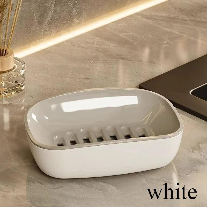 1pc Soap Dish Double-Layer Drainage Automatic Drain Easy