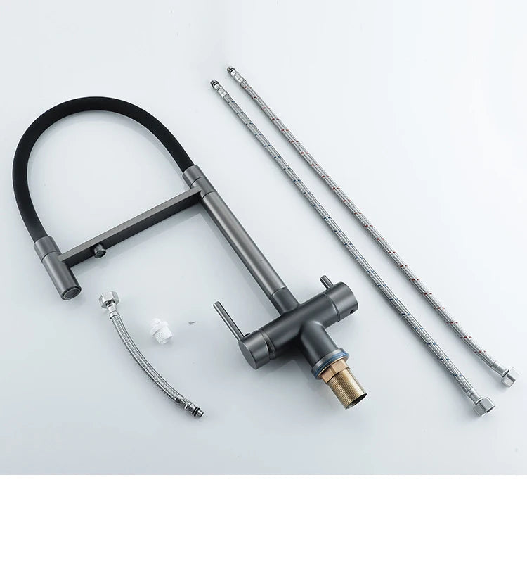 Zappo Grey 3-In-1 Faucet & Cold Mixer Tap