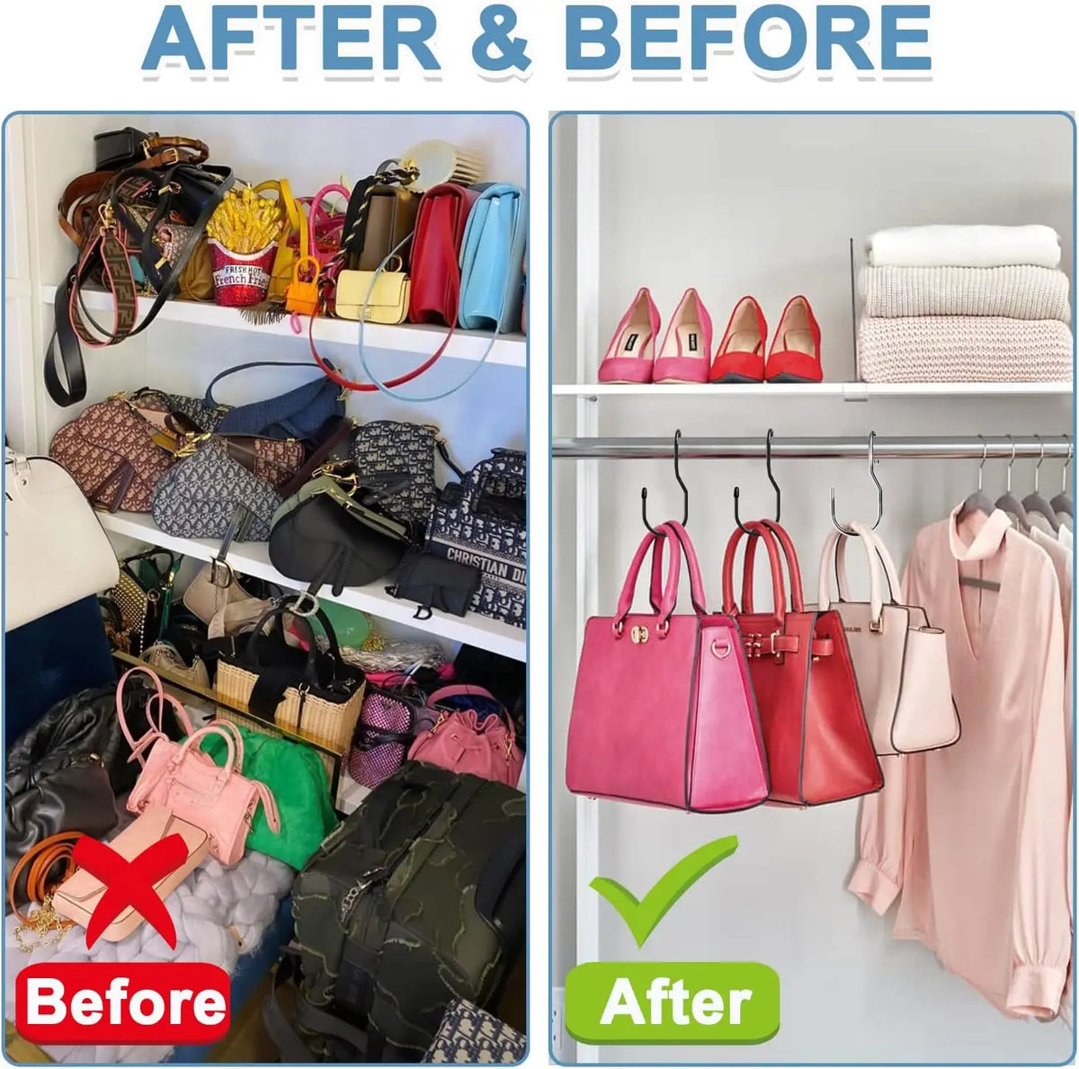 Shape Hooks Closet Hanging Twist Design Metal Bags